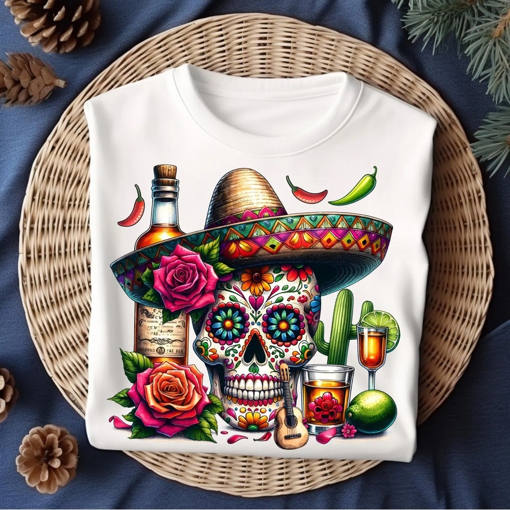 Colorful Skull Graphic T-Shirt